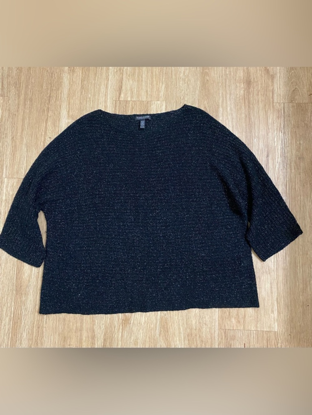 Eileen Fisher Black Sparkle Crewneck Sweater